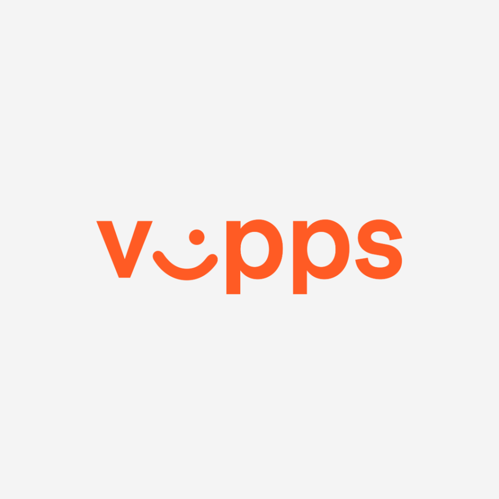 Vipps logo, oransje tekst på hvit bakgrunn